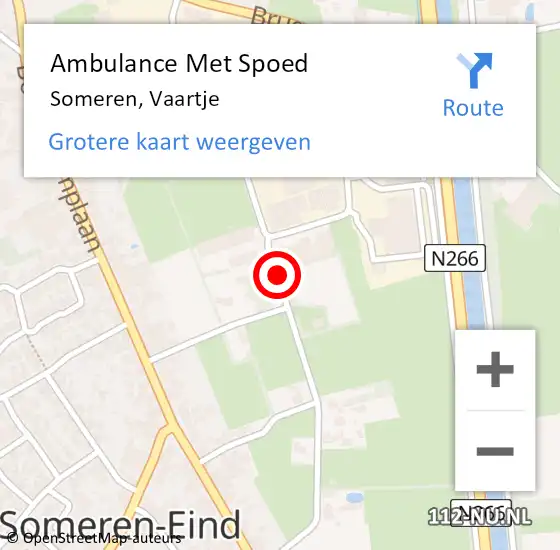 Locatie op kaart van de 112 melding: Ambulance Met Spoed Naar Someren, Vaartje op 2 december 2019 13:30