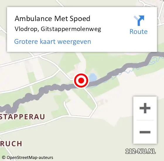 Locatie op kaart van de 112 melding: Ambulance Met Spoed Naar Vlodrop, Gitstappermolenweg op 21 april 2014 16:20