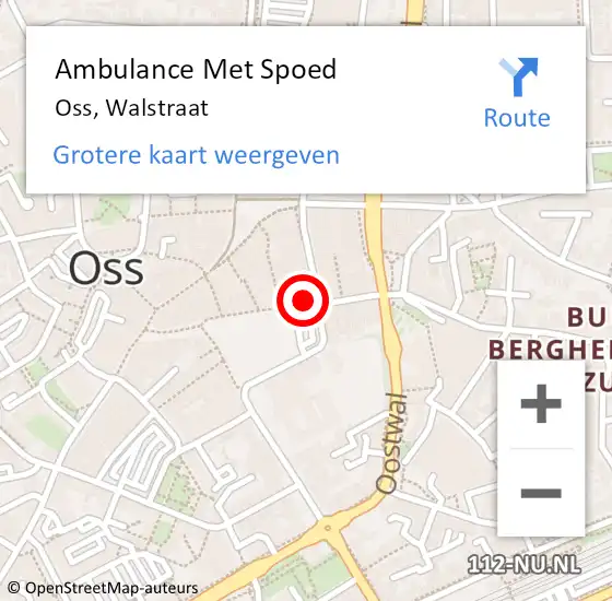 Locatie op kaart van de 112 melding: Ambulance Met Spoed Naar Oss, Walstraat op 2 december 2019 13:54