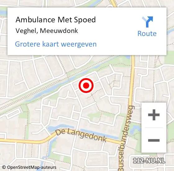 Locatie op kaart van de 112 melding: Ambulance Met Spoed Naar Veghel, Meeuwdonk op 2 december 2019 14:12