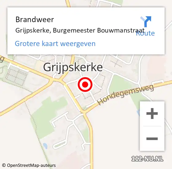Locatie op kaart van de 112 melding: Brandweer Grijpskerke, Burgemeester Bouwmanstraat op 2 december 2019 14:20