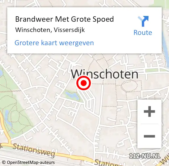 Locatie op kaart van de 112 melding: Brandweer Met Grote Spoed Naar Winschoten, Vissersdijk op 2 december 2019 14:36