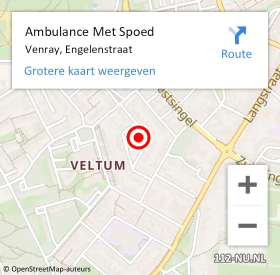 Locatie op kaart van de 112 melding: Ambulance Met Spoed Naar Venray, Engelenstraat op 29 september 2013 15:12