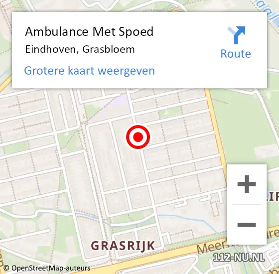 Locatie op kaart van de 112 melding: Ambulance Met Spoed Naar Eindhoven, Grasbloem op 2 december 2019 15:08