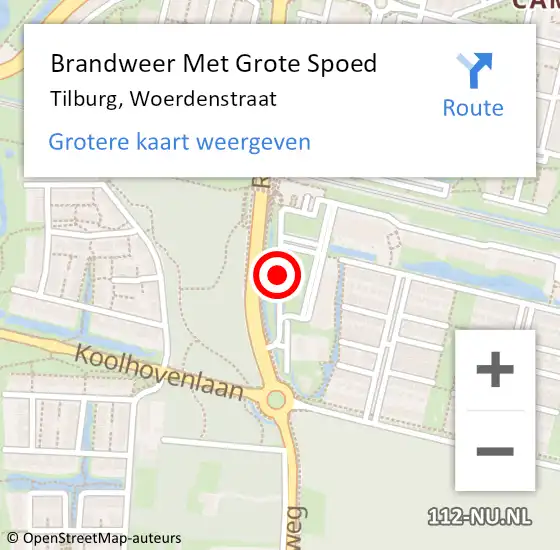 Locatie op kaart van de 112 melding: Brandweer Met Grote Spoed Naar Tilburg, Woerdenstraat op 2 december 2019 15:22