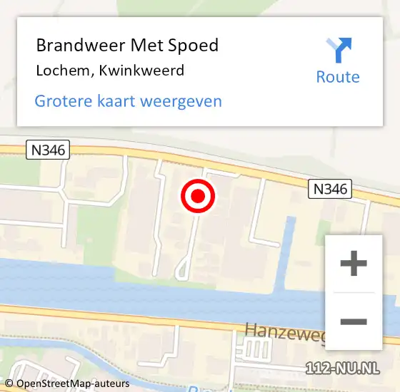 Locatie op kaart van de 112 melding: Brandweer Met Spoed Naar Lochem, Kwinkweerd op 2 december 2019 16:29