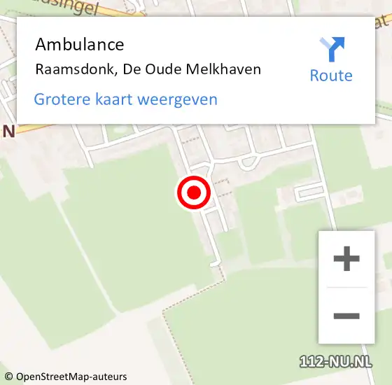 Locatie op kaart van de 112 melding: Ambulance Raamsdonk, De Oude Melkhaven op 2 december 2019 16:39