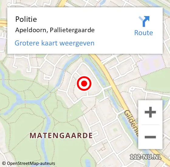 Locatie op kaart van de 112 melding: Politie Apeldoorn, Pallietergaarde op 2 december 2019 16:58