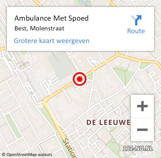 Locatie op kaart van de 112 melding: Ambulance Met Spoed Naar Best, Molenstraat op 2 december 2019 17:01