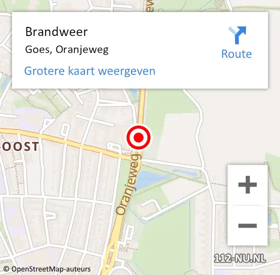 Locatie op kaart van de 112 melding: Brandweer Goes, Oranjeweg op 2 december 2019 17:10