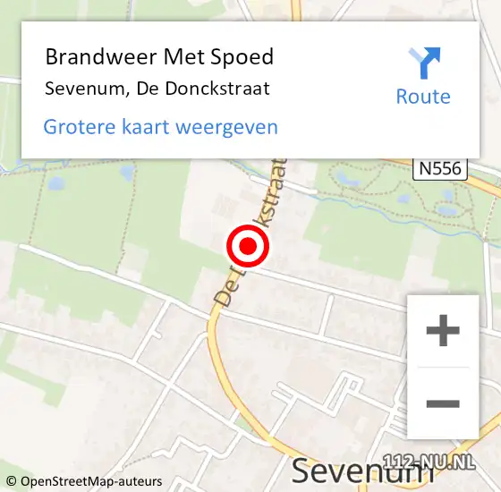 Locatie op kaart van de 112 melding: Brandweer Met Spoed Naar Sevenum, De Donckstraat op 2 december 2019 17:28