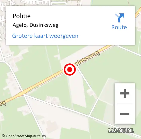 Locatie op kaart van de 112 melding: Politie Agelo, Dusinksweg op 2 december 2019 17:59