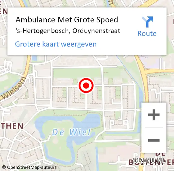 Locatie op kaart van de 112 melding: Ambulance Met Grote Spoed Naar 's-Hertogenbosch, Orduynenstraat op 2 december 2019 18:07