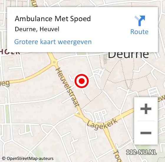 Locatie op kaart van de 112 melding: Ambulance Met Spoed Naar Deurne, Heuvel op 2 december 2019 18:20