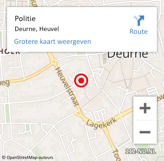 Locatie op kaart van de 112 melding: Politie Deurne, Heuvel op 2 december 2019 18:21