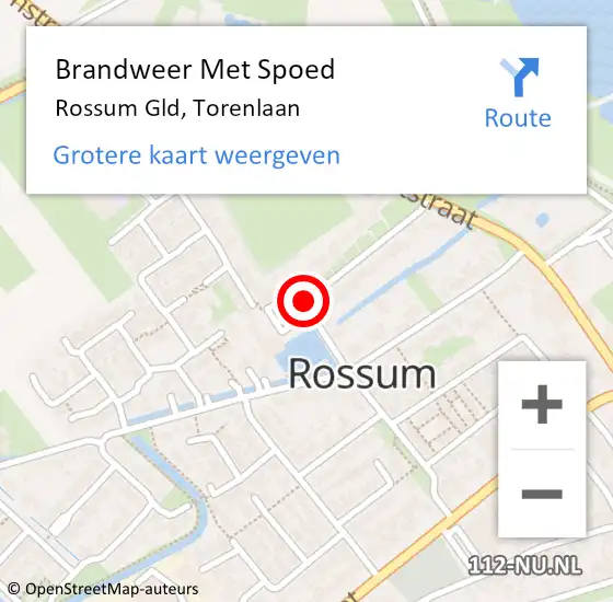 Locatie op kaart van de 112 melding: Brandweer Met Spoed Naar Rossum Gld, Torenlaan op 21 april 2014 17:06