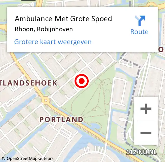 Locatie op kaart van de 112 melding: Ambulance Met Grote Spoed Naar Rhoon, Robijnhoven op 2 december 2019 19:18