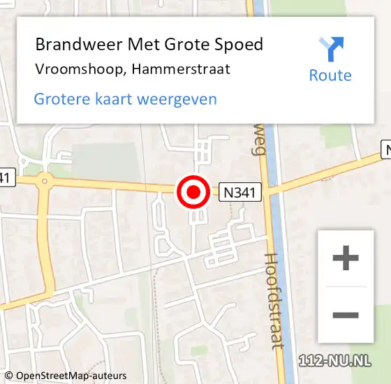 Locatie op kaart van de 112 melding: Brandweer Met Grote Spoed Naar Vroomshoop, Hammerstraat op 2 december 2019 21:35