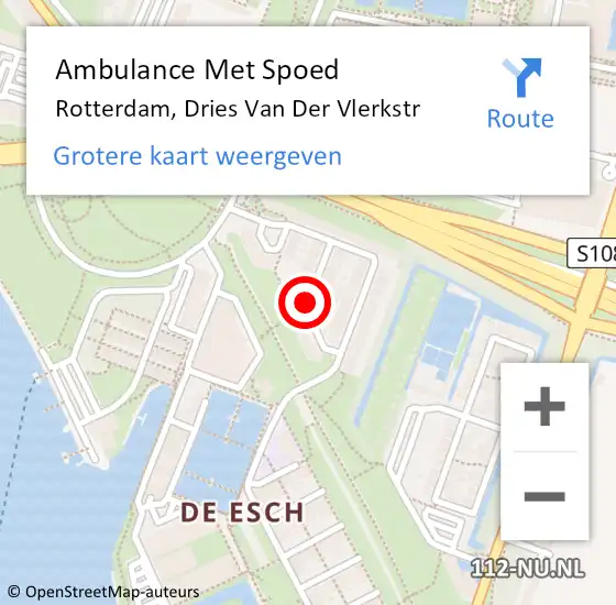 Locatie op kaart van de 112 melding: Ambulance Met Spoed Naar Rotterdam, Dries van der Vlerkstr op 2 december 2019 22:10