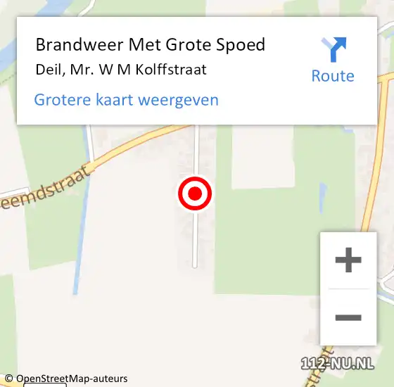 Locatie op kaart van de 112 melding: Brandweer Met Grote Spoed Naar Deil, Mr. W M Kolffstraat op 2 december 2019 23:44