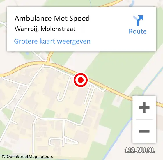 Locatie op kaart van de 112 melding: Ambulance Met Spoed Naar Wanroij, Molenstraat op 3 december 2019 01:09