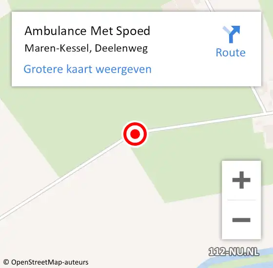 Locatie op kaart van de 112 melding: Ambulance Met Spoed Naar Maren-Kessel, Deelenweg op 3 december 2019 02:01