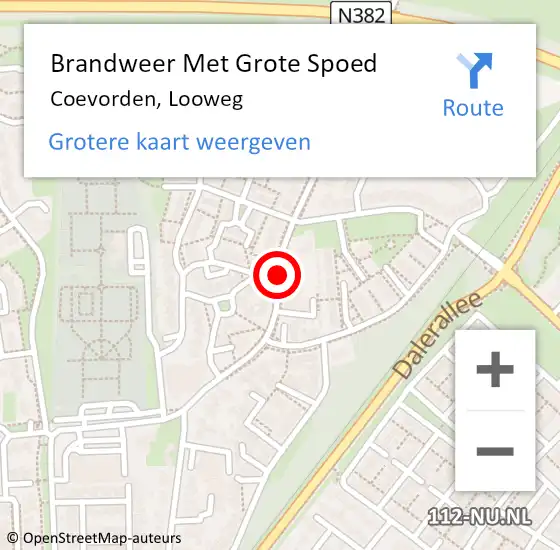 Locatie op kaart van de 112 melding: Brandweer Met Grote Spoed Naar Coevorden, Looweg op 3 december 2019 03:11