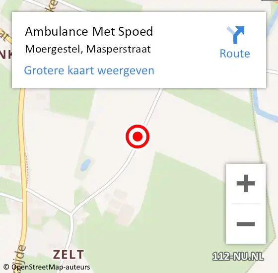 Locatie op kaart van de 112 melding: Ambulance Met Spoed Naar Moergestel, Masperstraat op 3 december 2019 03:37