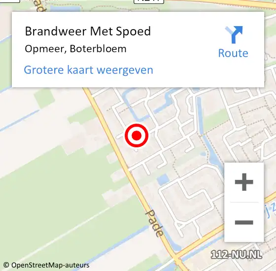 Locatie op kaart van de 112 melding: Brandweer Met Spoed Naar Opmeer, Boterbloem op 3 december 2019 05:18