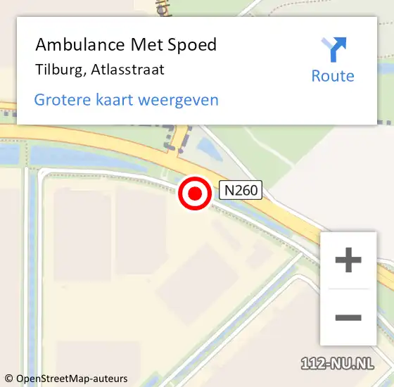 Locatie op kaart van de 112 melding: Ambulance Met Spoed Naar Tilburg, Atlasstraat op 3 december 2019 07:18
