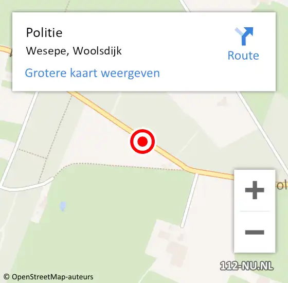 Locatie op kaart van de 112 melding: Politie Wesepe, Woolsdijk op 3 december 2019 07:40