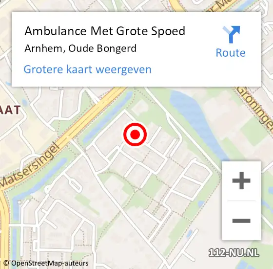 Locatie op kaart van de 112 melding: Ambulance Met Grote Spoed Naar Arnhem, Oude Bongerd op 21 april 2014 17:59