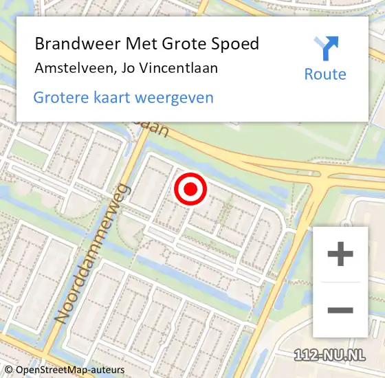 Locatie op kaart van de 112 melding: Brandweer Met Grote Spoed Naar Amstelveen, Jo Vincentlaan op 21 april 2014 18:10