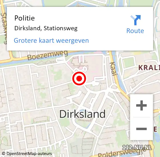 Locatie op kaart van de 112 melding: Politie Dirksland, Stationsweg op 3 december 2019 09:47