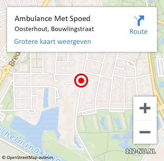 Locatie op kaart van de 112 melding: Ambulance Met Spoed Naar Oosterhout, Bouwlingstraat op 3 december 2019 10:03