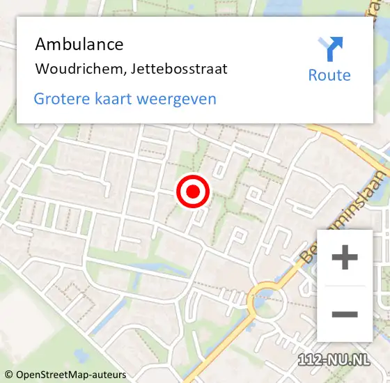 Locatie op kaart van de 112 melding: Ambulance Woudrichem, Jettebosstraat op 3 december 2019 10:04