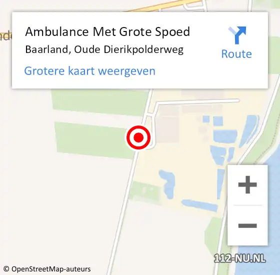 Locatie op kaart van de 112 melding: Ambulance Met Grote Spoed Naar Baarland, Oude Dierikpolderweg op 21 april 2014 18:16