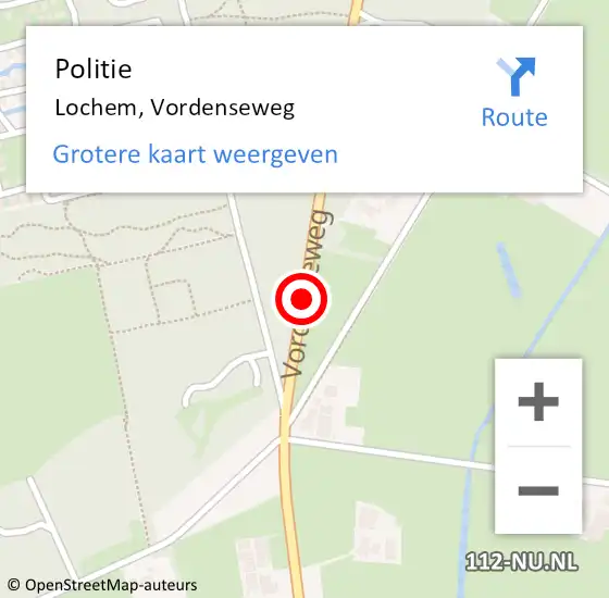 Locatie op kaart van de 112 melding: Politie Lochem, Vordenseweg op 3 december 2019 10:14