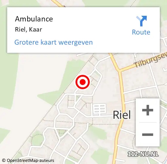 Locatie op kaart van de 112 melding: Ambulance Riel, Kaar op 3 december 2019 10:37