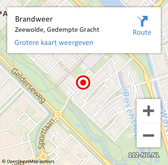 Locatie op kaart van de 112 melding: Brandweer Zeewolde, Gedempte Gracht op 3 december 2019 10:48