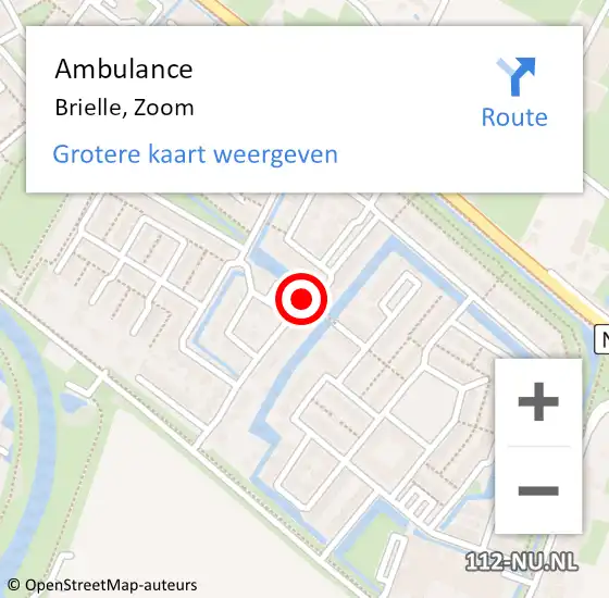 Locatie op kaart van de 112 melding: Ambulance Brielle, Zoom op 3 december 2019 10:49