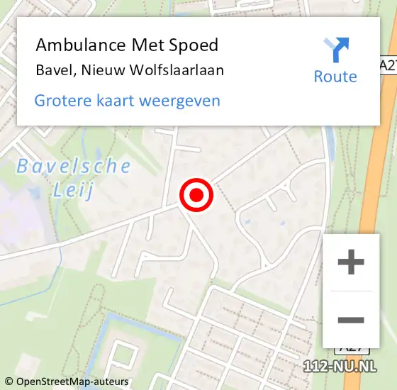 Locatie op kaart van de 112 melding: Ambulance Met Spoed Naar Bavel, Nieuw Wolfslaarlaan op 3 december 2019 11:15