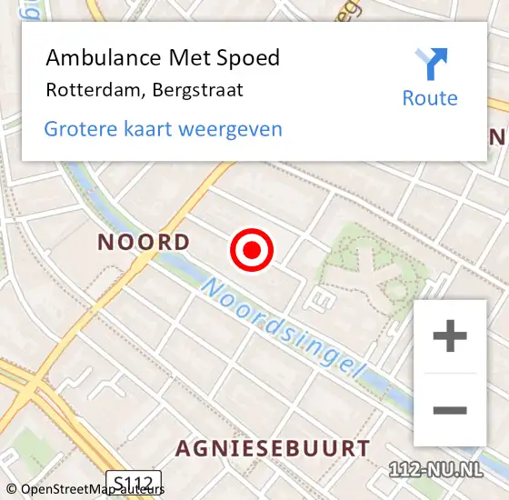 Locatie op kaart van de 112 melding: Ambulance Met Spoed Naar Rotterdam, Bergstraat op 3 december 2019 11:45