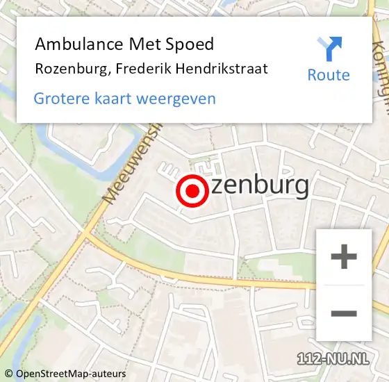 Locatie op kaart van de 112 melding: Ambulance Met Spoed Naar Rozenburg, Frederik Hendrikstraat op 3 december 2019 11:59