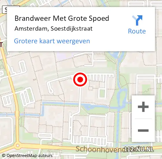 Locatie op kaart van de 112 melding: Brandweer Met Grote Spoed Naar Amsterdam, Soestdijkstraat op 3 december 2019 12:28