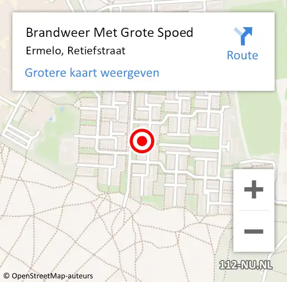 Locatie op kaart van de 112 melding: Brandweer Met Grote Spoed Naar Ermelo, Retiefstraat op 3 december 2019 12:30