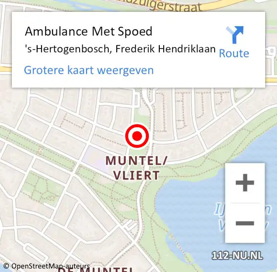 Locatie op kaart van de 112 melding: Ambulance Met Spoed Naar 's-Hertogenbosch, Frederik Hendriklaan op 3 december 2019 12:40