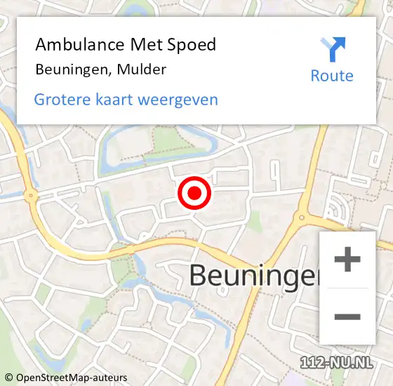 Locatie op kaart van de 112 melding: Ambulance Met Spoed Naar Beuningen, Mulder op 3 december 2019 13:06