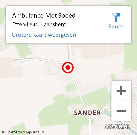 Locatie op kaart van de 112 melding: Ambulance Met Spoed Naar Etten-Leur, Haansberg op 3 december 2019 13:10