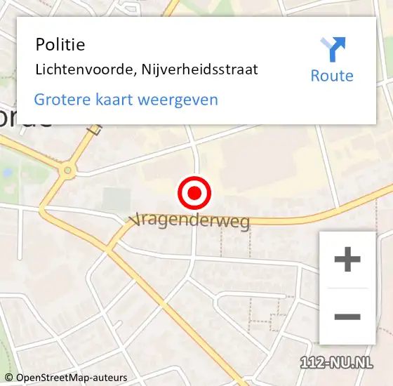 Locatie op kaart van de 112 melding: Politie Lichtenvoorde, Nijverheidsstraat op 3 december 2019 13:17